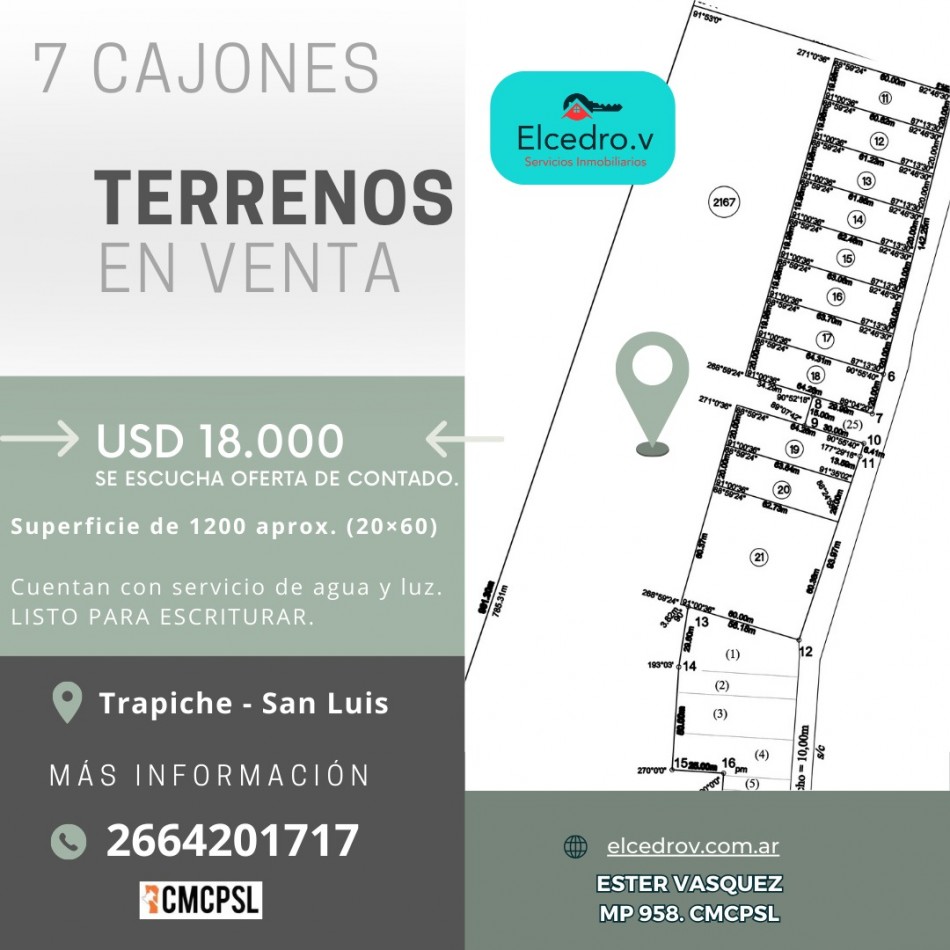 venta de lotes 7 cajones Trapiche - San Luis