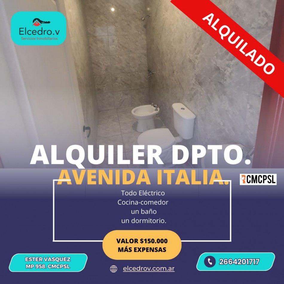 ALQUILER DPTO AVENIDA ITALIA AL 1700