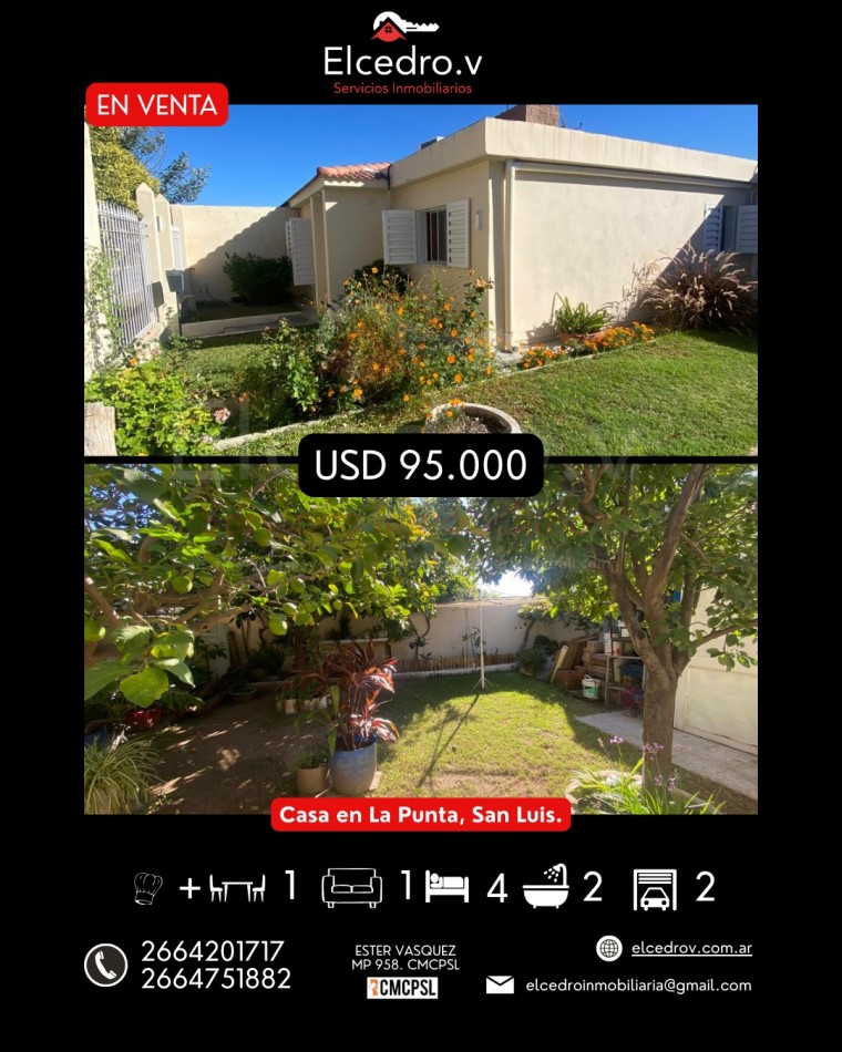 VENTA CASA CIUDAD DE LA PUNTA, SAN LUIS.